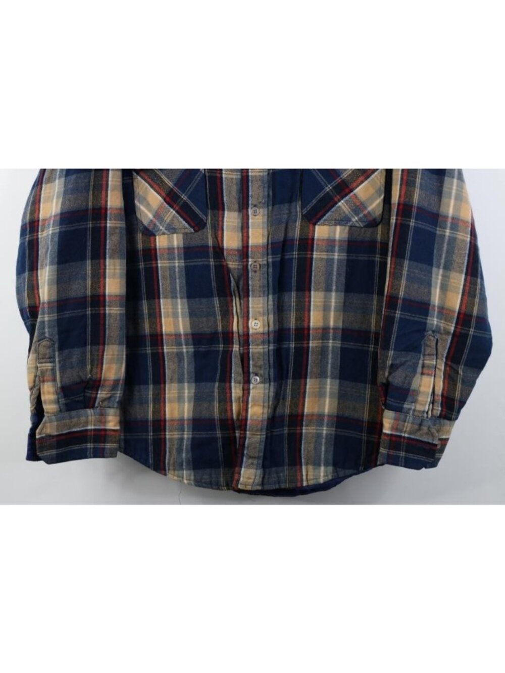 Vintage 90s Streetwear Mens Large Quilted Flannel Knit Button Shirt Jacket Jac - Picture 3 of 12